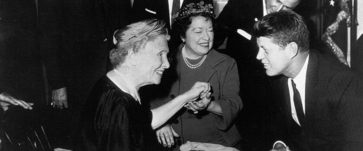 Helen Keller with John F. Kennedy